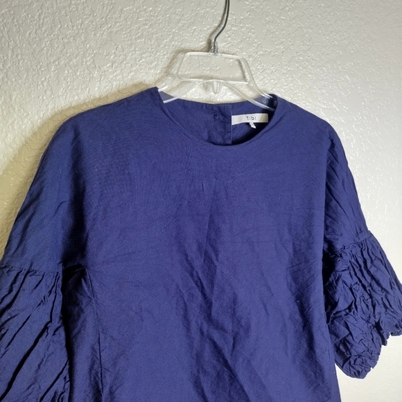 Tibi blue puff sleeves Back Buttons blouse Sz S - Picture 3 of 9